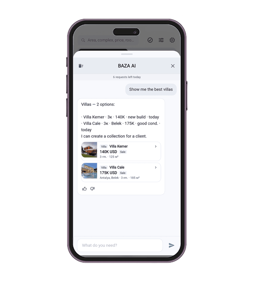 BAZA AI assistant generating listing descriptions