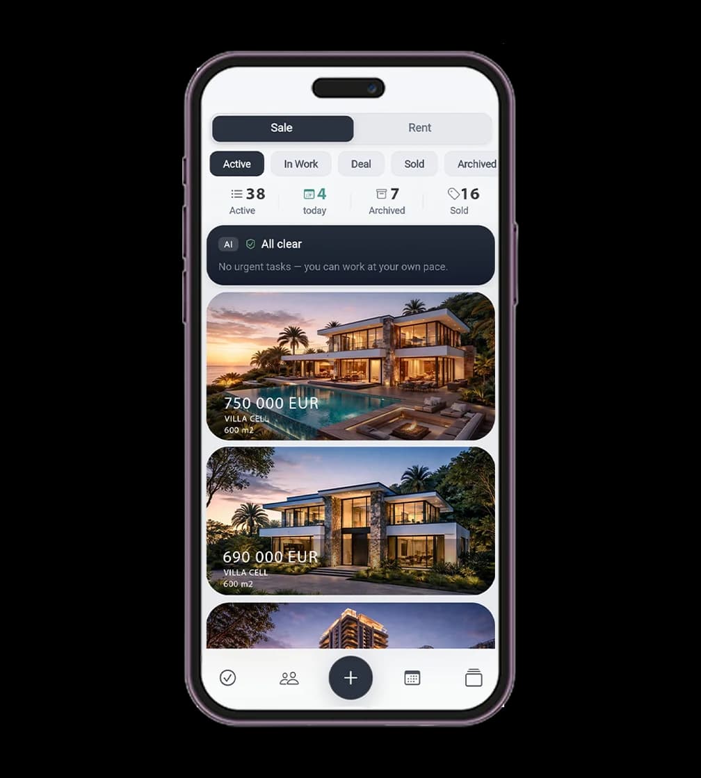 BAZA app — property listings and client management